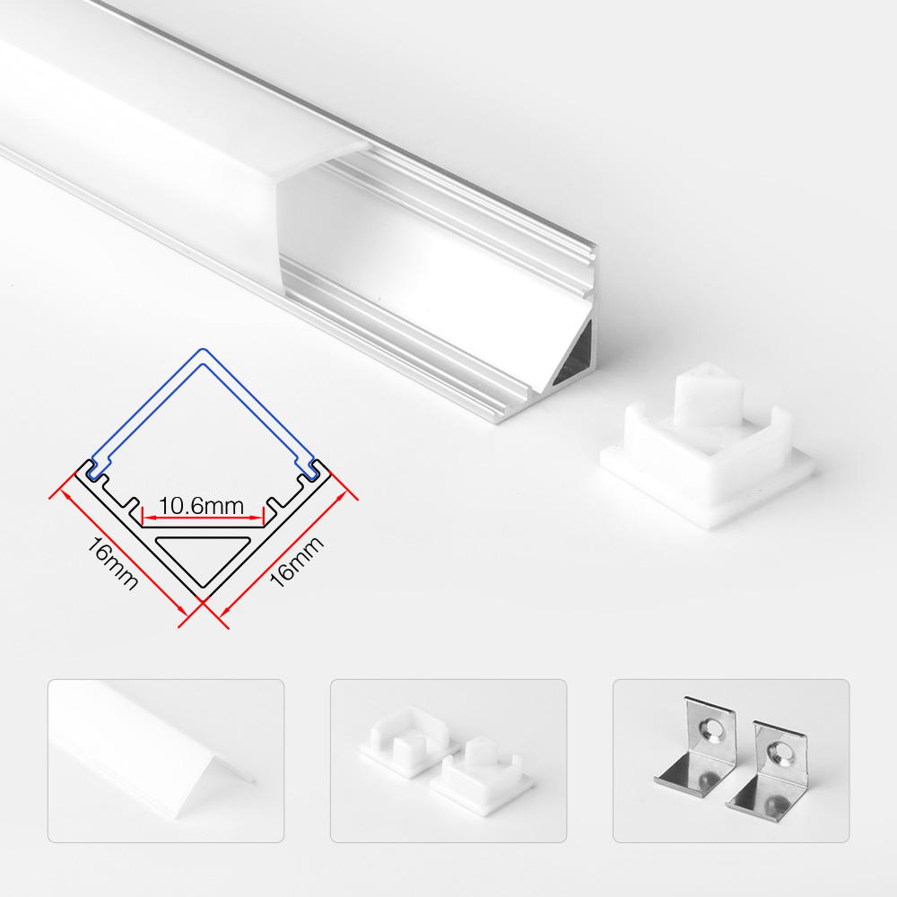 AL-1616-VV V-förmiger Kanal aus Aluminium für LED-Streifen – MiBoxer